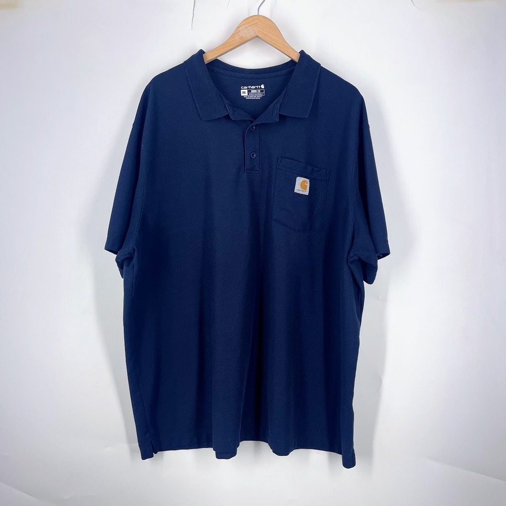 Carhartt Mens K570 NVY Loose Fit Pocket Polo Shirt Navy Blue 3XL Short Sleeve